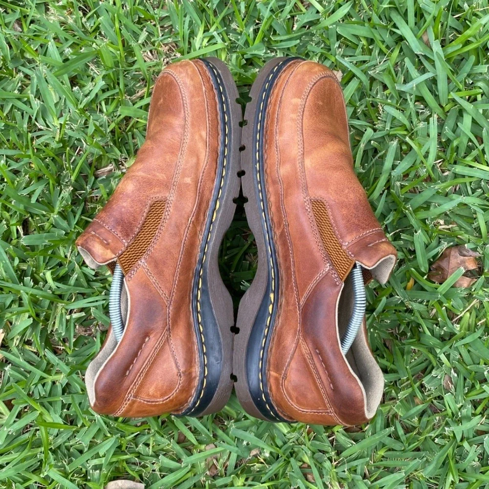 Dr. Martens 8B79 Mens Brown Leather Slip On Loafers Size US 12 Moc Toe Shoes‎